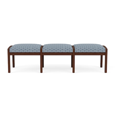 Lesro Lenox Wood 3 Seat Bench Wood Frame, Walnut, RS Rain Song Upholstery LW3001